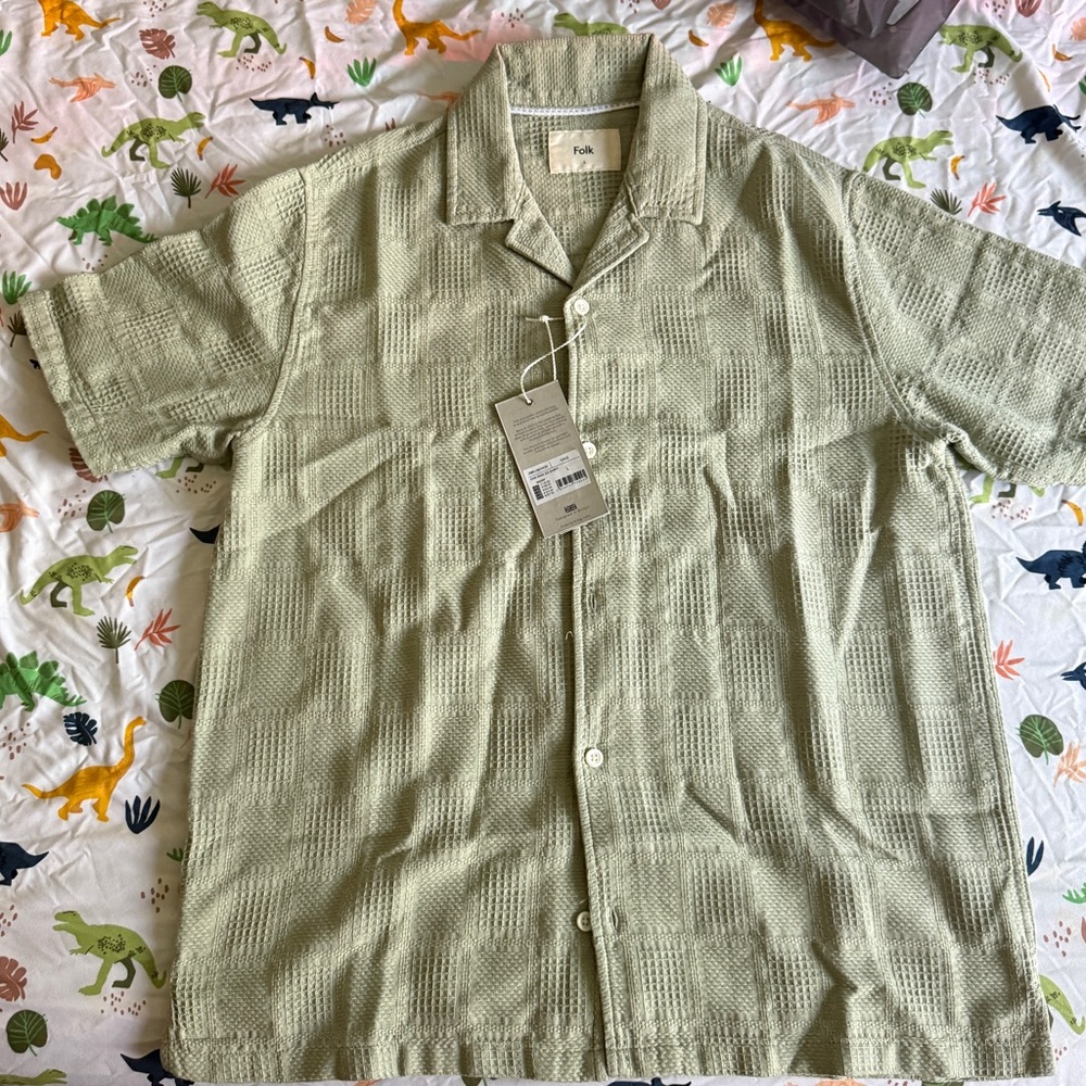 Folk Sage Textured Button-Up Shirt